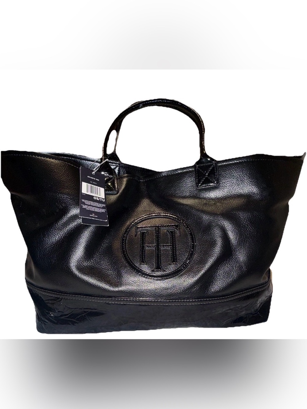 Tommy Hilfiger Black Logo Tote Bag Large Carryall NWT